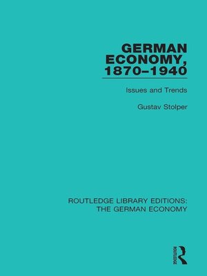 cover image of German Economy, 1870-1940